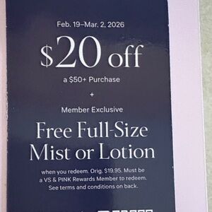 Victoria's Secret Pink Discount Card with Black and Pink